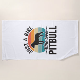Just a Girl Who Loves Pitbull Vintage Dog Design_1 Beach Towel