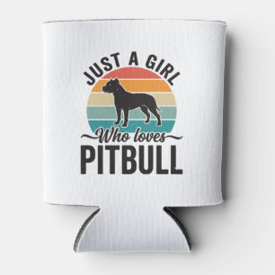Just a Girl Who Loves Pitbull Vintage Dog Design_1 Can Cooler