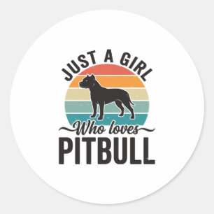 Just a Girl Who Loves Pitbull Vintage Dog Design_1 Classic Round Sticker