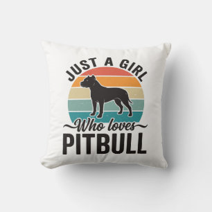 Just a Girl Who Loves Pitbull Vintage Dog Design_1 Cushion