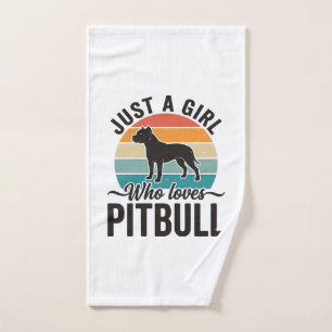 Just a Girl Who Loves Pitbull Vintage Dog Design_1 Hand Towel