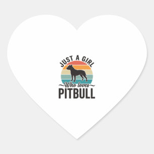 Just a Girl Who Loves Pitbull Vintage Dog Design_1 Heart Sticker