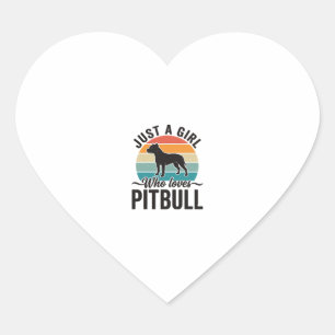Just a Girl Who Loves Pitbull Vintage Dog Design_1 Heart Sticker
