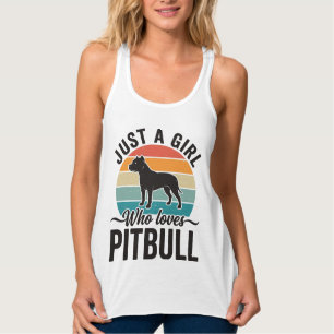 Just a Girl Who Loves Pitbull Vintage Dog Design_1 Singlet