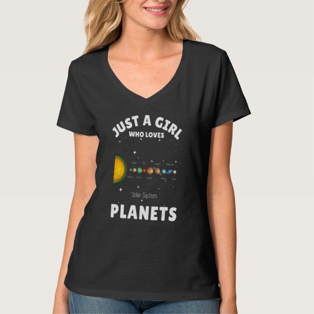 Just A Girl Who Loves Planets 1 T-Shirt (Front)