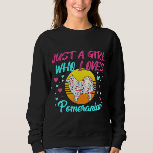 Just A Girl Who Loves Pomeranian Dog Silhouette Fl Sweatshirt