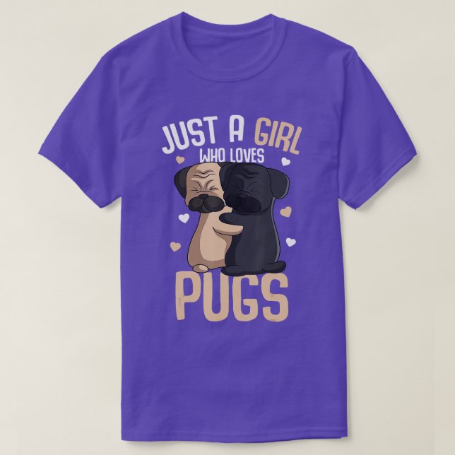 Just a Girl who loves Pugs Kids Girls Pug Lover  T-Shirt (Design Front)