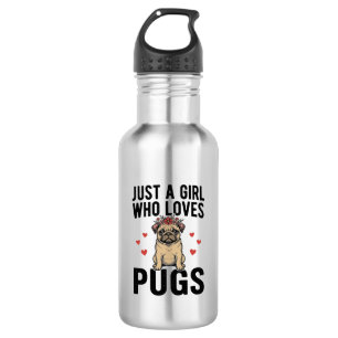 Just A Girl Who Loves Pugs Vintage Dog Shirt Desig 532 Ml Water Bottle