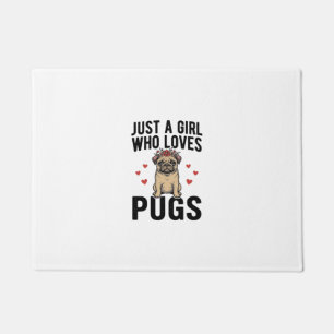 Just A Girl Who Loves Pugs Vintage Dog Shirt Desig Doormat