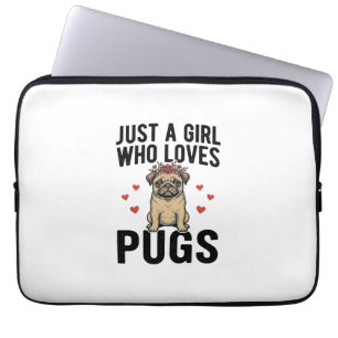 Just A Girl Who Loves Pugs Vintage Dog Shirt Desig Laptop Sleeve