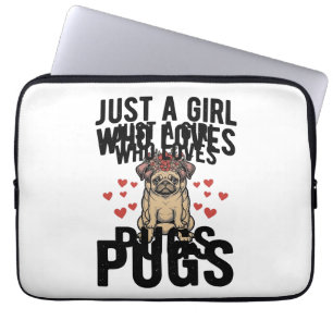 Just A Girl Who Loves Pugs Vintage Dog Shirt Desig Laptop Sleeve