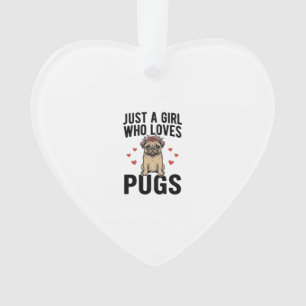 Just A Girl Who Loves Pugs Vintage Dog Shirt Desig Ornament