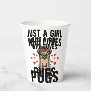Just A Girl Who Loves Pugs Vintage Dog Shirt Desig Paper Cups