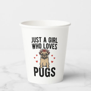 Just A Girl Who Loves Pugs Vintage Dog Shirt Desig Paper Cups