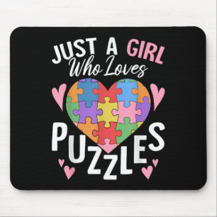 Just A Girl Who Loves Puzzles Funny Jigsaw Puzzle Mouse Pad