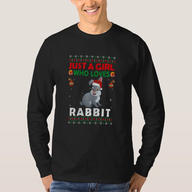 Just A Girl Who Loves Rabbit Matching Christmas Pa T-Shirt (Front)