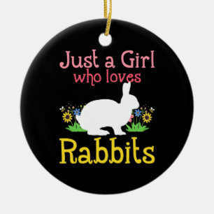 Just A Girl Who Loves Rabbits And Flowers Ceramic Tree Decoration