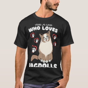 Just A Girl Who Loves Ragdolls  Cute Kitten  Kids T-Shirt