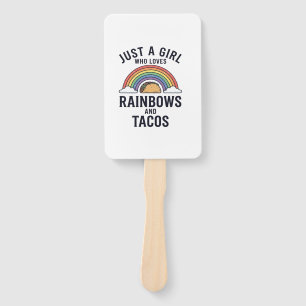 Just a Girl Who Loves Rainbows and Tacos Shirt_1 Hand Fan