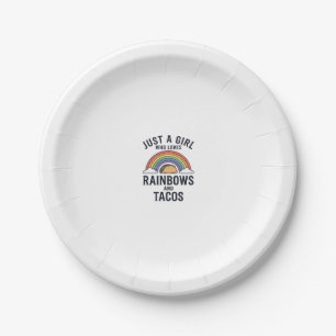 Just a Girl Who Loves Rainbows and Tacos Shirt_1 Paper Plate
