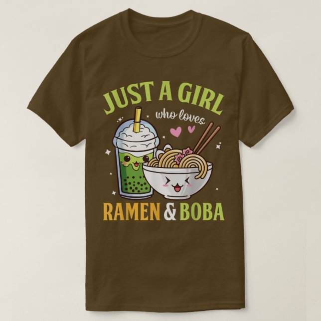 Just a Girl Who Loves Ramen and Boba Kawaii Anime  T-Shirt (Design Front)