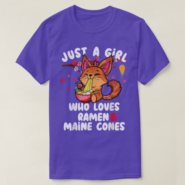 Just a girl who loves ramen & main coon ramen cat  T-Shirt (Design Front)