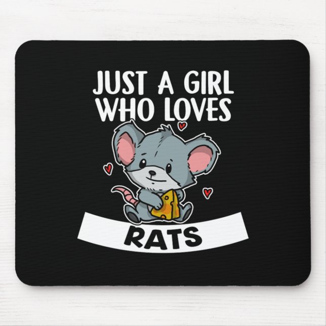 Just A Girl Who Loves Rats Cute Rat Costume Mouse Pad (Front)