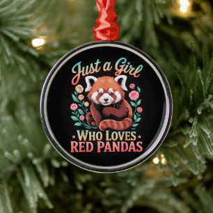 Just A Girl Who Loves Red Pandas Metal Tree Decoration
