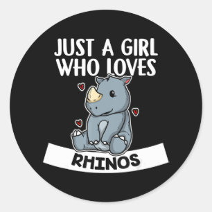 just a girl who loves rhinos cute rhinoceros classic round sticker