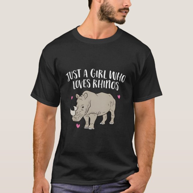 Just A Girl Who Loves Rhinos Cute Rhinoceros Lover T-Shirt (Front)