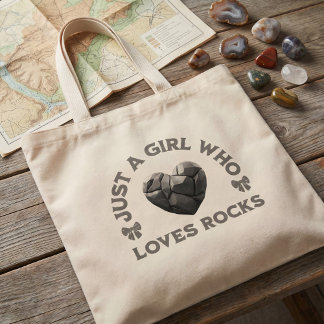 Just a Girl Who Loves Rocks Geology Heart Large Tote Bag
