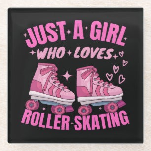 Just A Girl Who Loves Roller Skating Glass Coaster