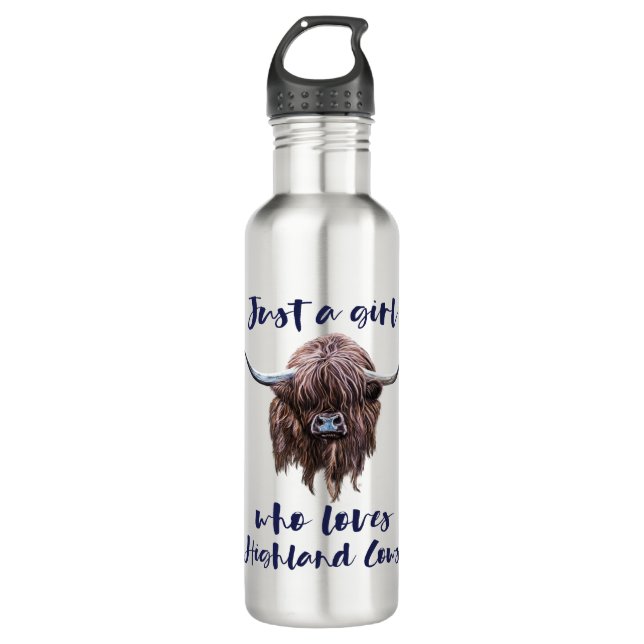 Just A Girl Who Loves Scottish Highland Cows 710 Ml Water Bottle (Front)