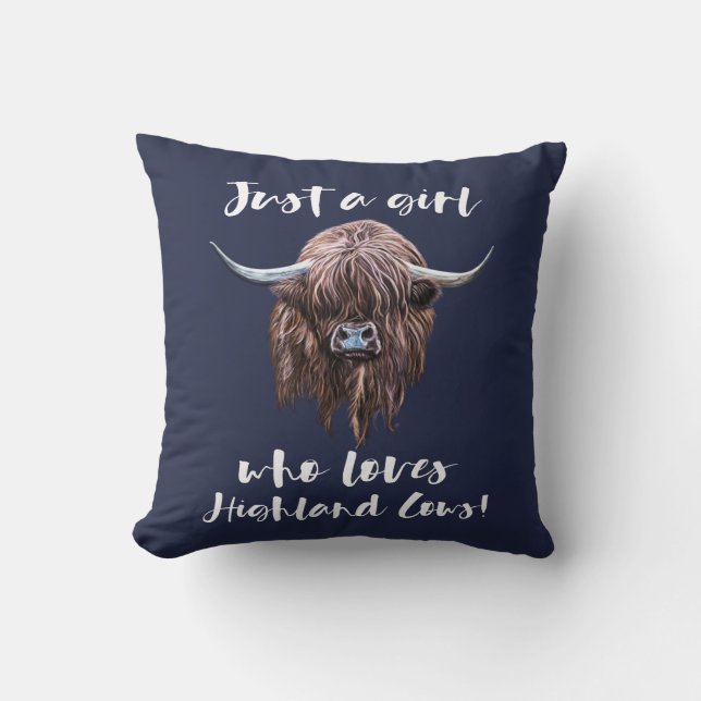 Just A Girl Who Loves Scottish Highland Cows Cushion (Front)