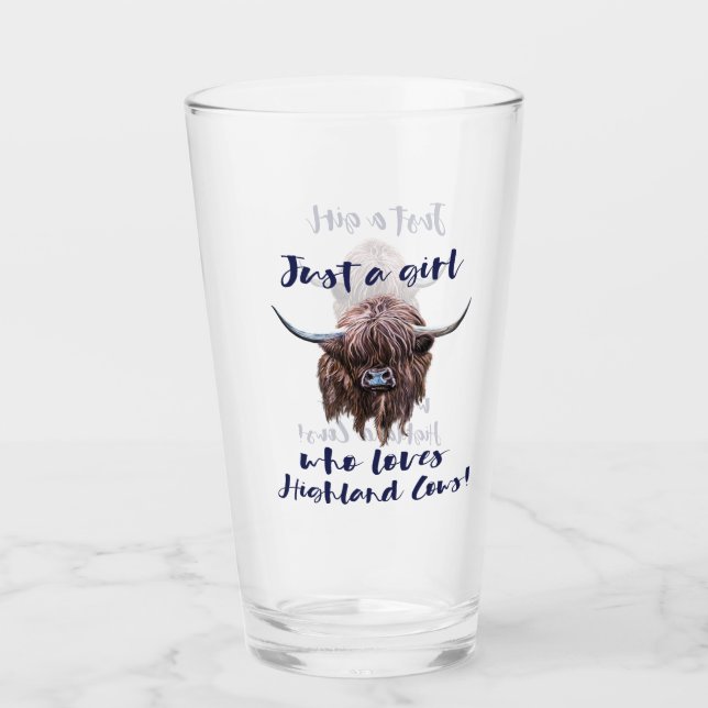 Just A Girl Who Loves Scottish Highland Cows Glass (Front)