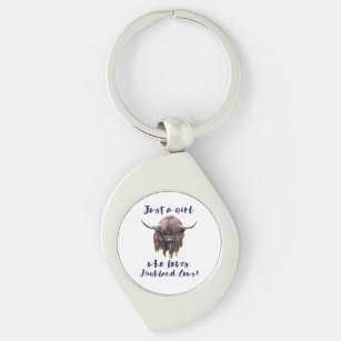 Just A Girl Who Loves Scottish Highland Cows Key Ring