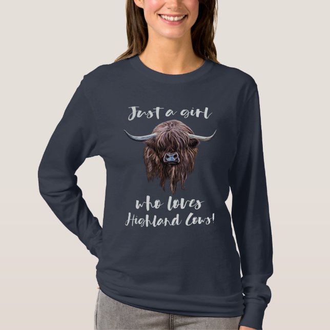 Just A Girl Who Loves Scottish Highland Cows T-Shirt (Front)