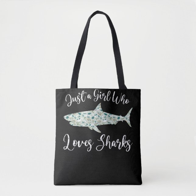 Just A Girl Who Loves Sharks - Gifts Ocean Shark Tote Bag (Front)