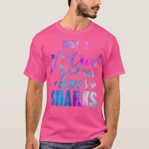 JUST A GIRL WHO LOVES SHARKS Women Mum Kids Waterc T-Shirt