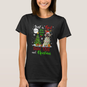 Just A Girl Who Loves Shih Tzus And Christmas Sant T-Shirt