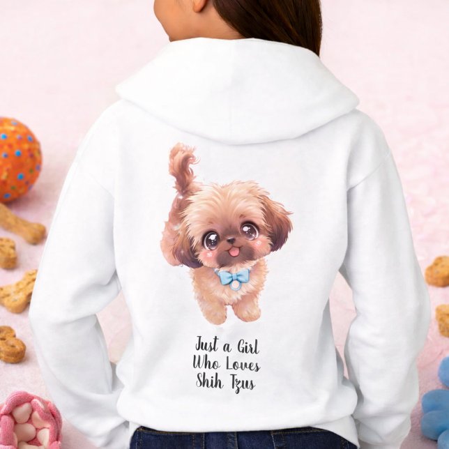 Just a Girl Who Loves Shih Tzus Dog Lover (Adorable Cartoon Shihtzu Hoodie)