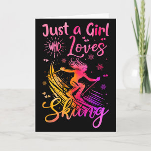 Just A Girl Who Loves Skiing Funny Ski Winter Spor Card