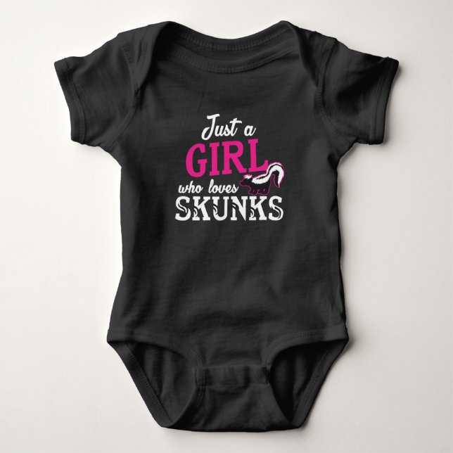 Just A Girl Who Loves Skunks Zookeeper Skunk Baby Bodysuit (Front)