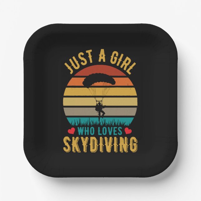 just a girl who loves skydiving paper plate (Front)