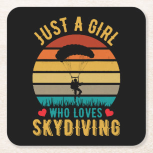 just a girl who loves skydiving square paper coaster
