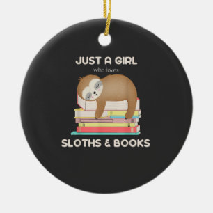 Just a girl who loves sloths and books Reader T-Sh Ceramic Tree Decoration