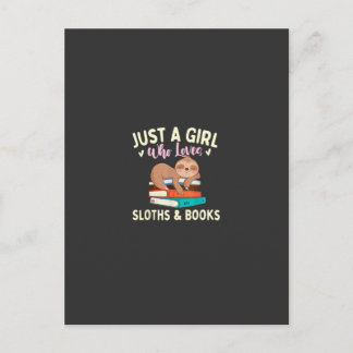 Just A Girl Who Loves Sloths & Books - Bookworm Re Postcard