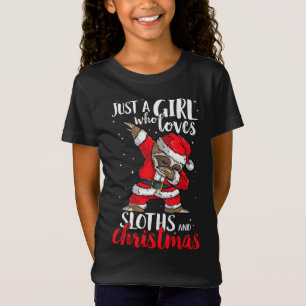 Just A Girl Who Loves Sloths Christmas Cute Woman  T-Shirt