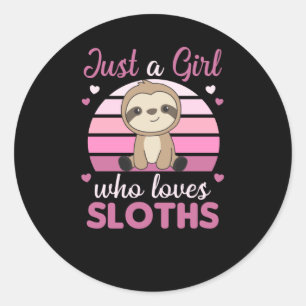 Just A Girl Who Loves Sloth's Cute Animals Vintage Classic Round Sticker