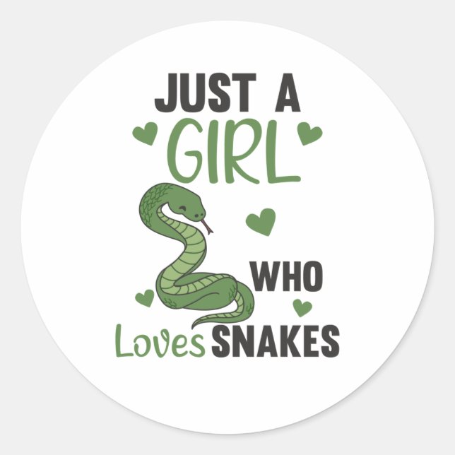 Just a girl who loves snakes cute snake for girls classic round sticker (Front)